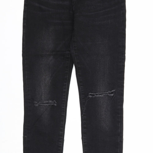 Zara Womens Black Cotton Skinny Jeans Size 10 Regular Zip