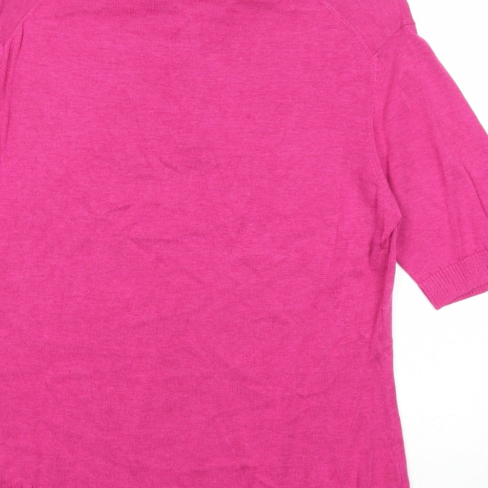 Penny Plain Womens Pink Collared Lyocell Pullover Jumper Size L