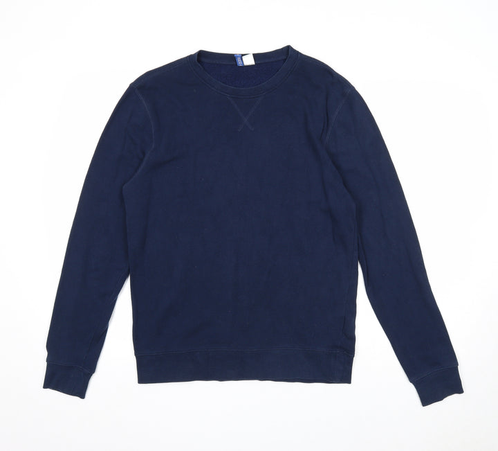 Divided Mens Blue Cotton Pullover Sweatshirt Size S