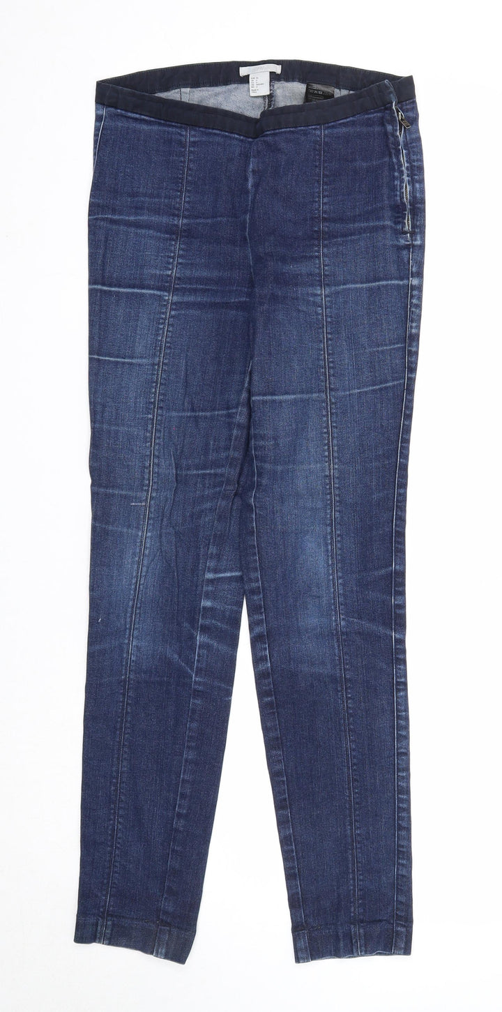 H&M Womens Blue Cotton Skinny Jeans Size 8 Regular Zip