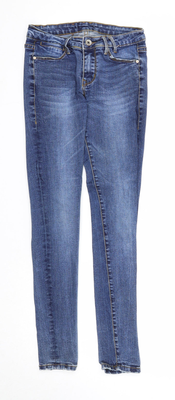 Preworn Womens Blue Cotton Skinny Jeans Size XS Regular Zip