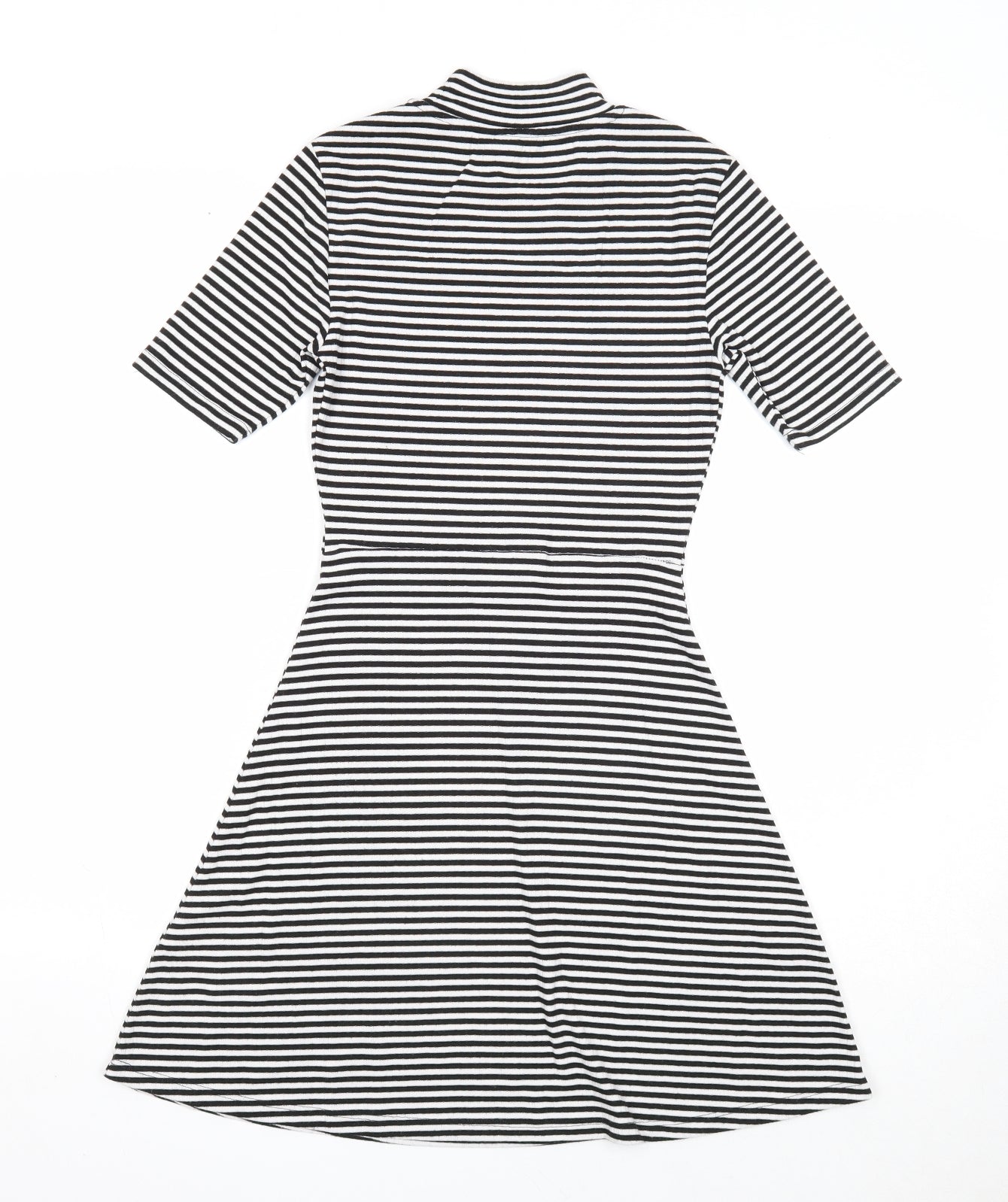 Topshop Womens Black Striped Polyester Fit & Flare Size 4 Mock Neck Pullover