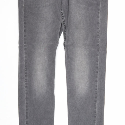 Topshop Womens Grey Cotton Straight Jeans Size 30 in L32 in Regular Zip