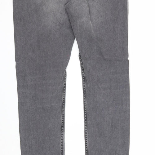 Topshop Womens Grey Cotton Straight Jeans Size 30 in L32 in Regular Zip