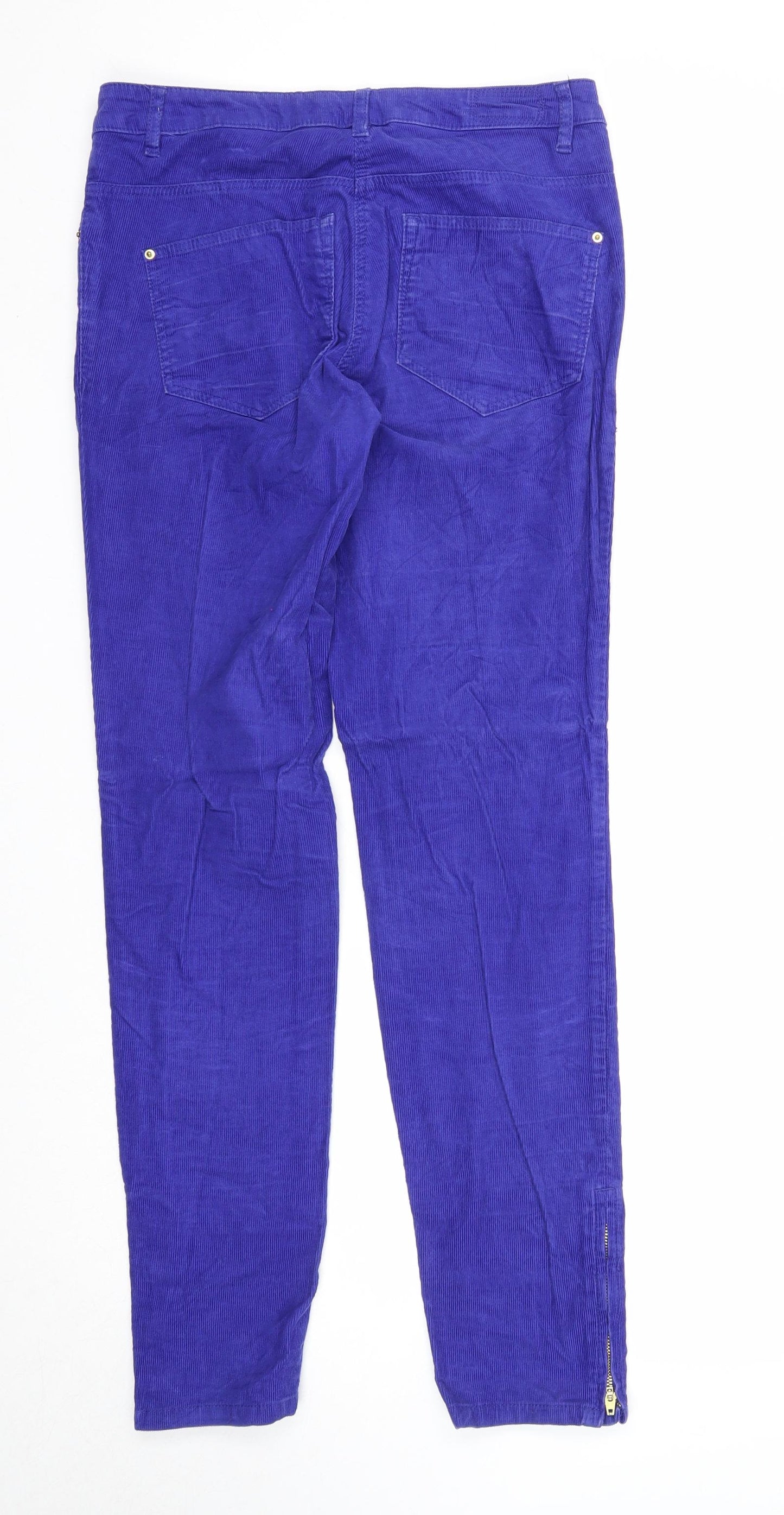 H&M Womens Blue Cotton Trousers Size 8 Regular Zip