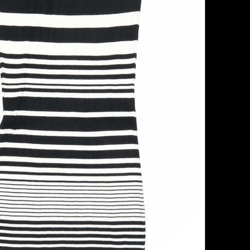 QED London Womens Black Striped Viscose A-Line Size S Round Neck Pullover