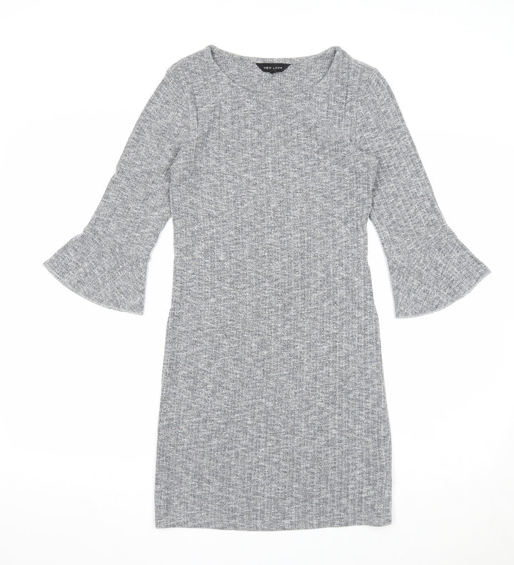 New Look Womens Grey Polyester A-Line Size 8 Round Neck Pullover