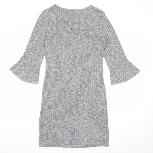 New Look Womens Grey Polyester A-Line Size 8 Round Neck Pullover