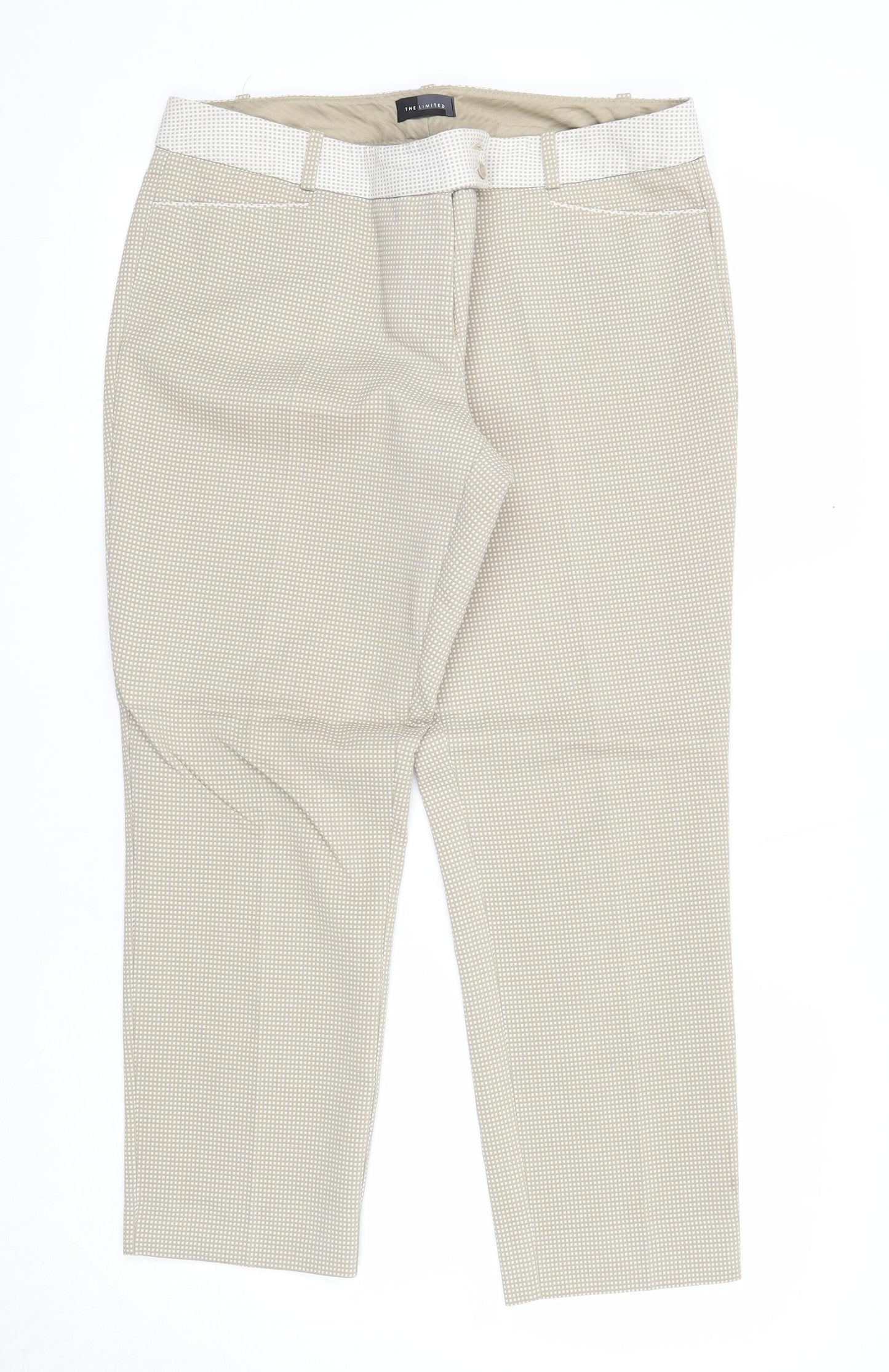 The Limited Womens Beige Geometric Cotton Trousers Size 10 Regular Zip
