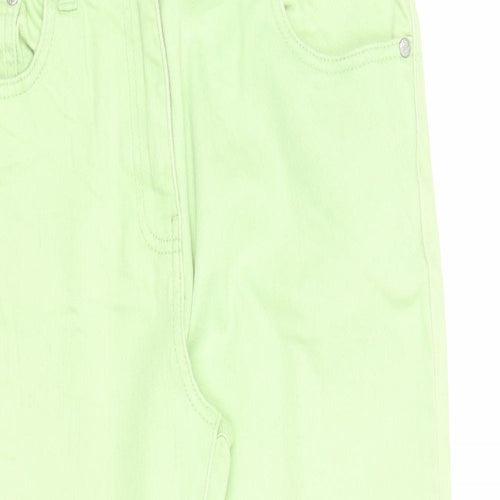 M&Co Womens Green Cotton Straight Jeans Size 12 Regular Zip