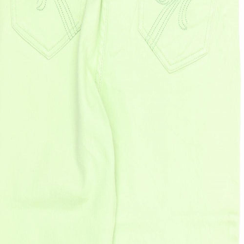 M&Co Womens Green Cotton Straight Jeans Size 12 Regular Zip