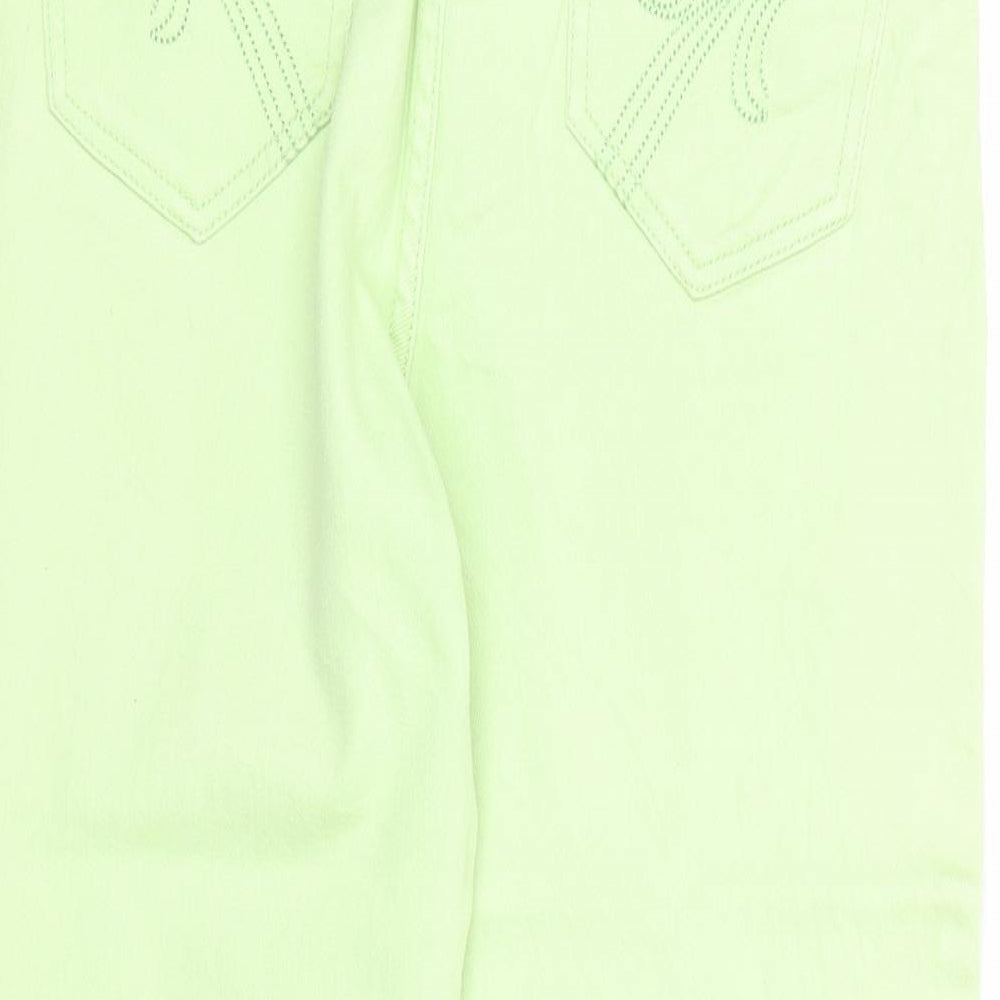 M&Co Womens Green Cotton Straight Jeans Size 12 Regular Zip