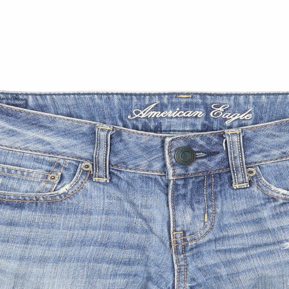 American Eagle Outfitters Womens Blue Cotton Boyfriend Shorts Size XS Regular Zip