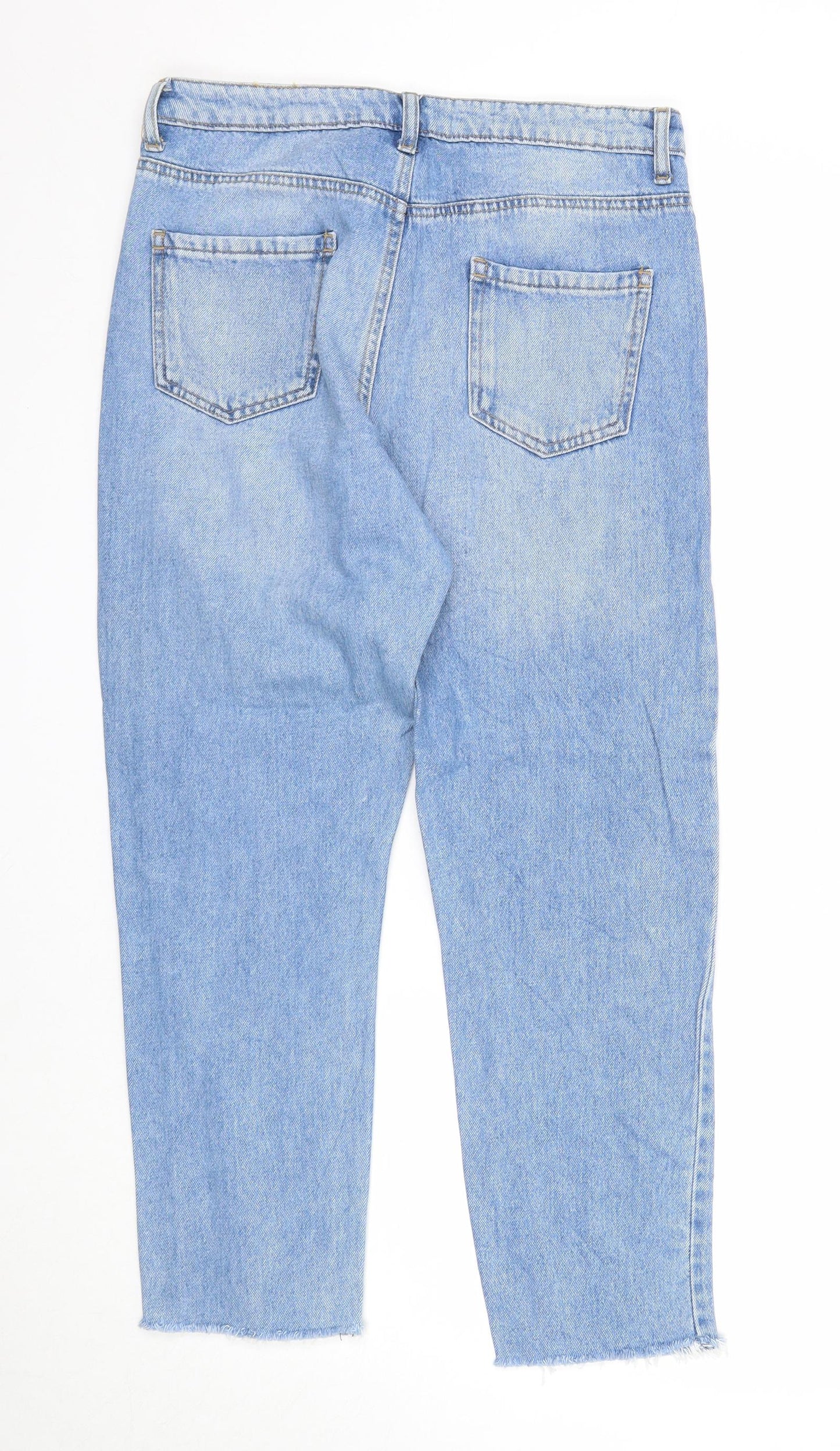 Denim & Co. Womens Blue Cotton Straight Jeans Size 12 Regular Zip