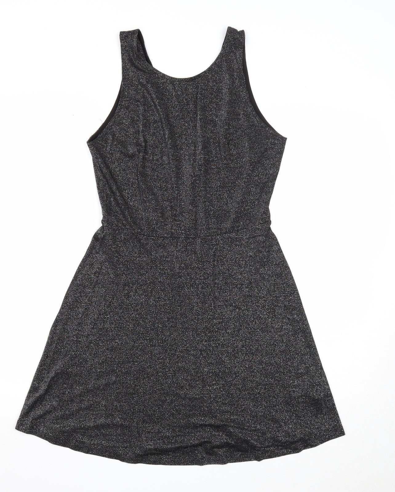 Divided Womens Black Viscose Fit & Flare Size 12 Round Neck Pullover