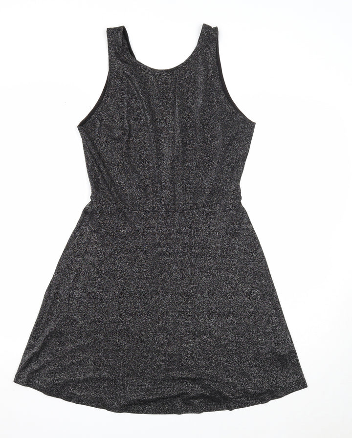 Divided Womens Black Viscose Fit & Flare Size 12 Round Neck Pullover