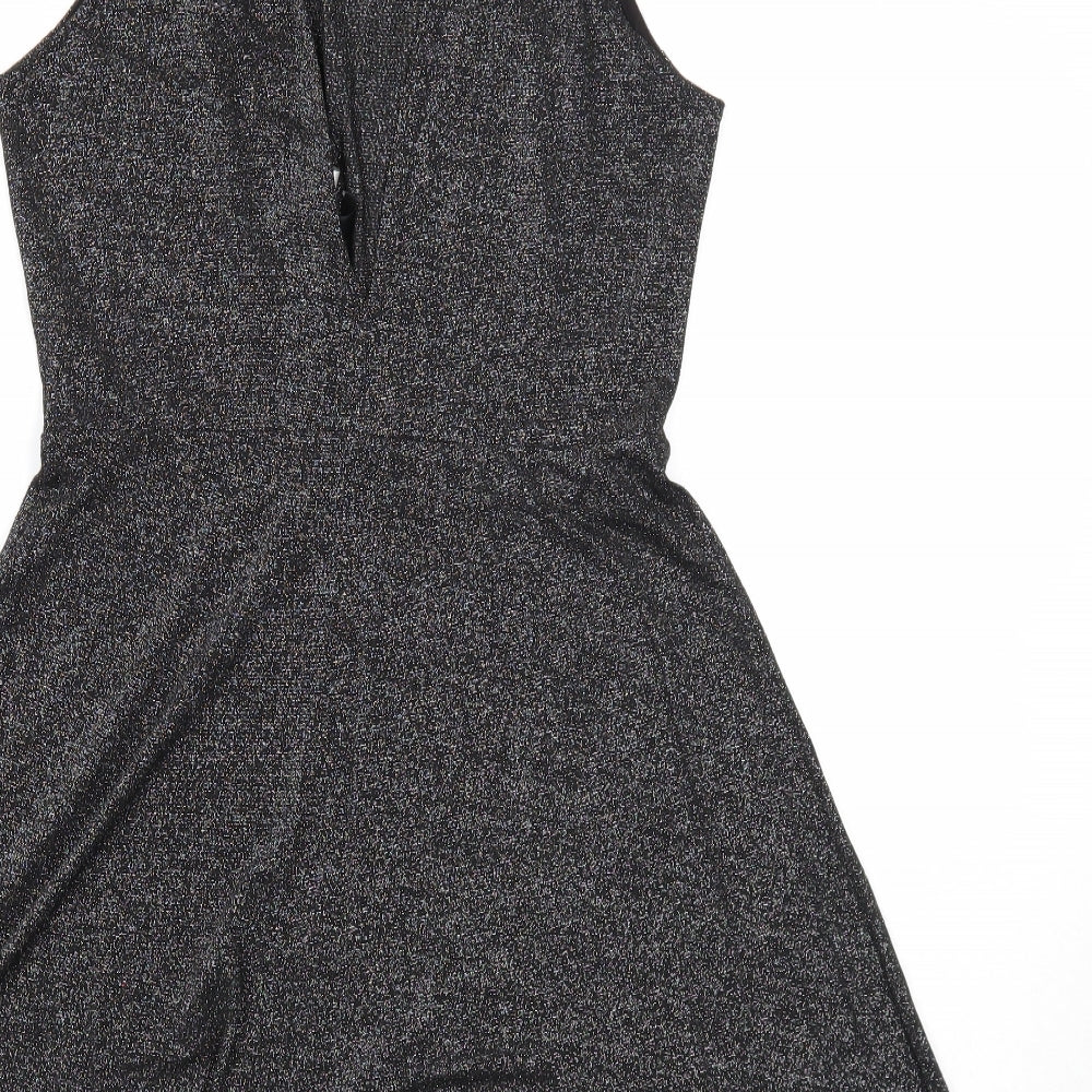 Divided Womens Black Viscose Fit & Flare Size 12 Round Neck Pullover