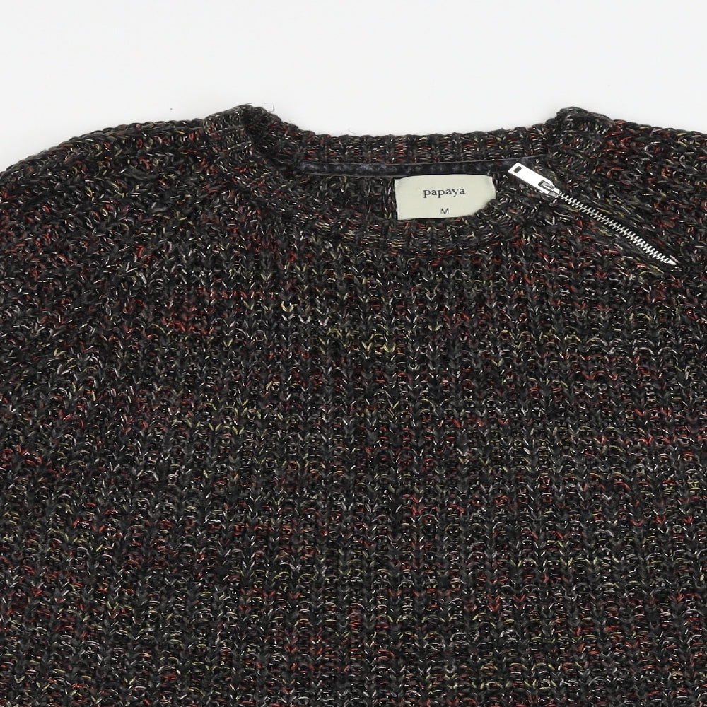 Papaya Womens Black Round Neck Acrylic Pullover Jumper Size M