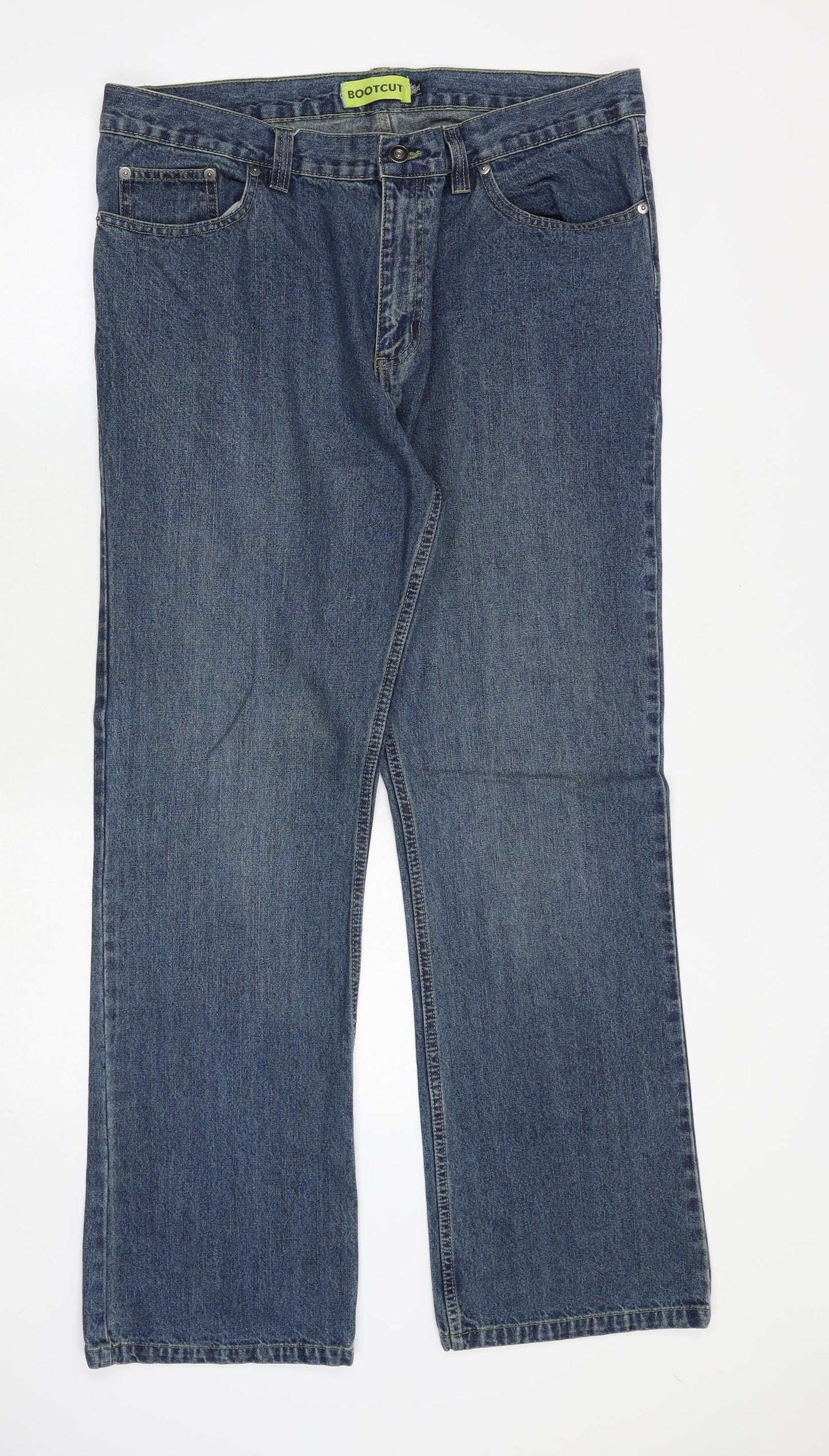 Preworn Mens Blue Cotton Straight Jeans Size 36 in Regular Button