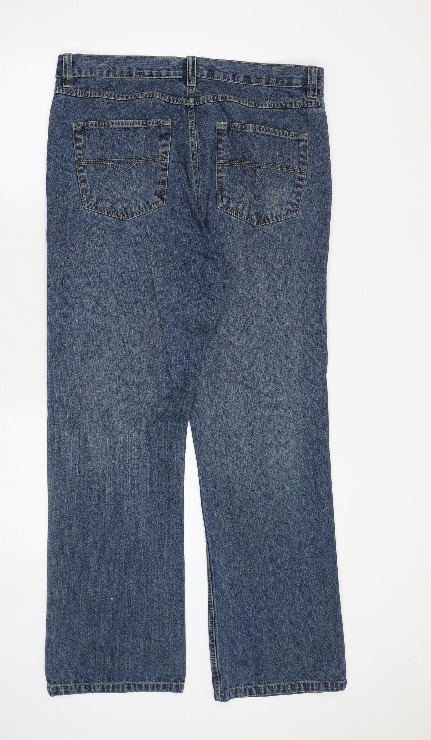 Preworn Mens Blue Cotton Straight Jeans Size 36 in Regular Button
