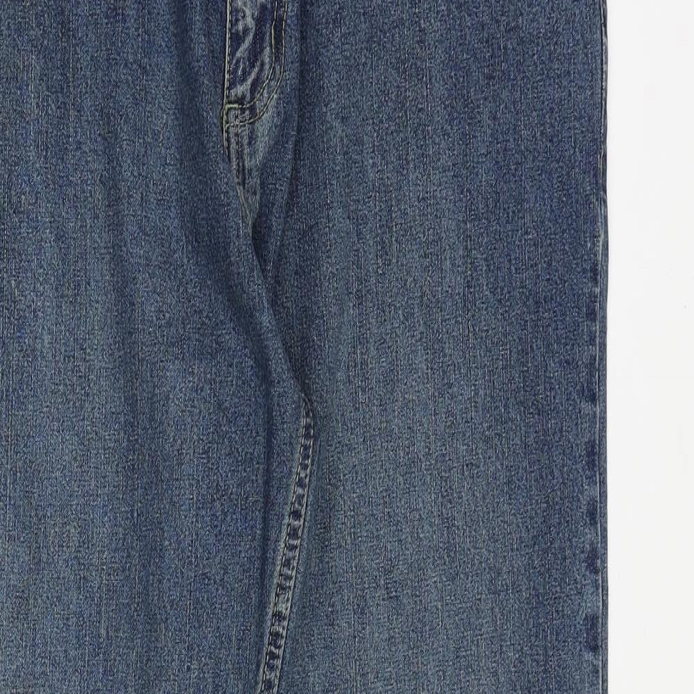 Preworn Mens Blue Cotton Straight Jeans Size 36 in Regular Button
