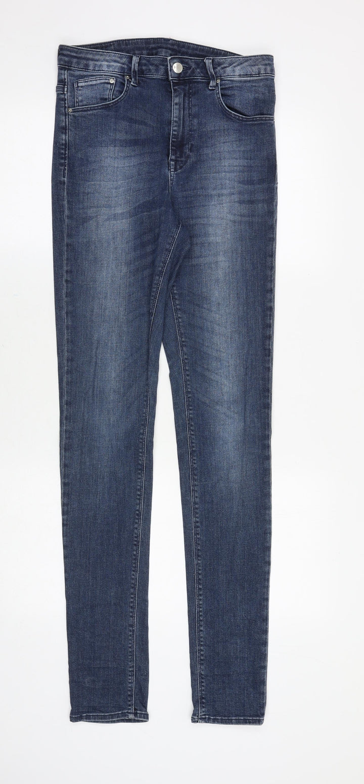&Denim Womens Blue Cotton Skinny Jeans Size 28 Slim Zip
