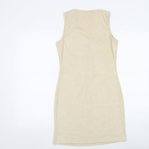 Fiona&Co Womens Beige Floral Polyester Bodycon Size S V-Neck Pullover