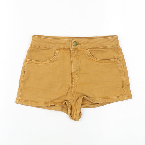 Topshop Womens Brown Cotton Hot Pants Shorts Size 25 in Regular Zip