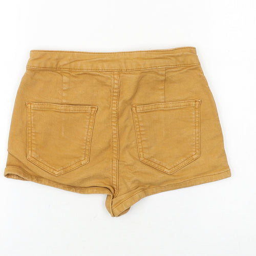 Topshop Womens Brown Cotton Hot Pants Shorts Size 25 in Regular Zip