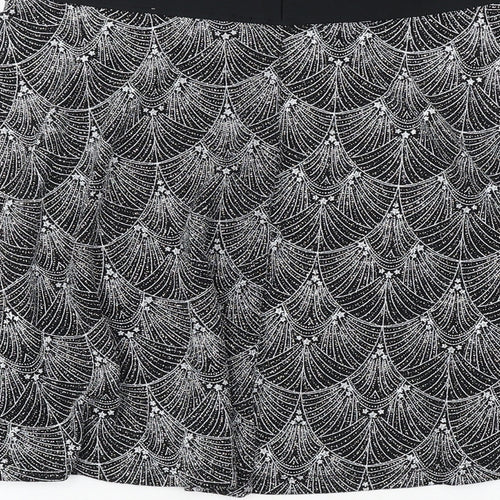 Preworn Womens Black Geometric Polyester Skater Skirt Size 28 in