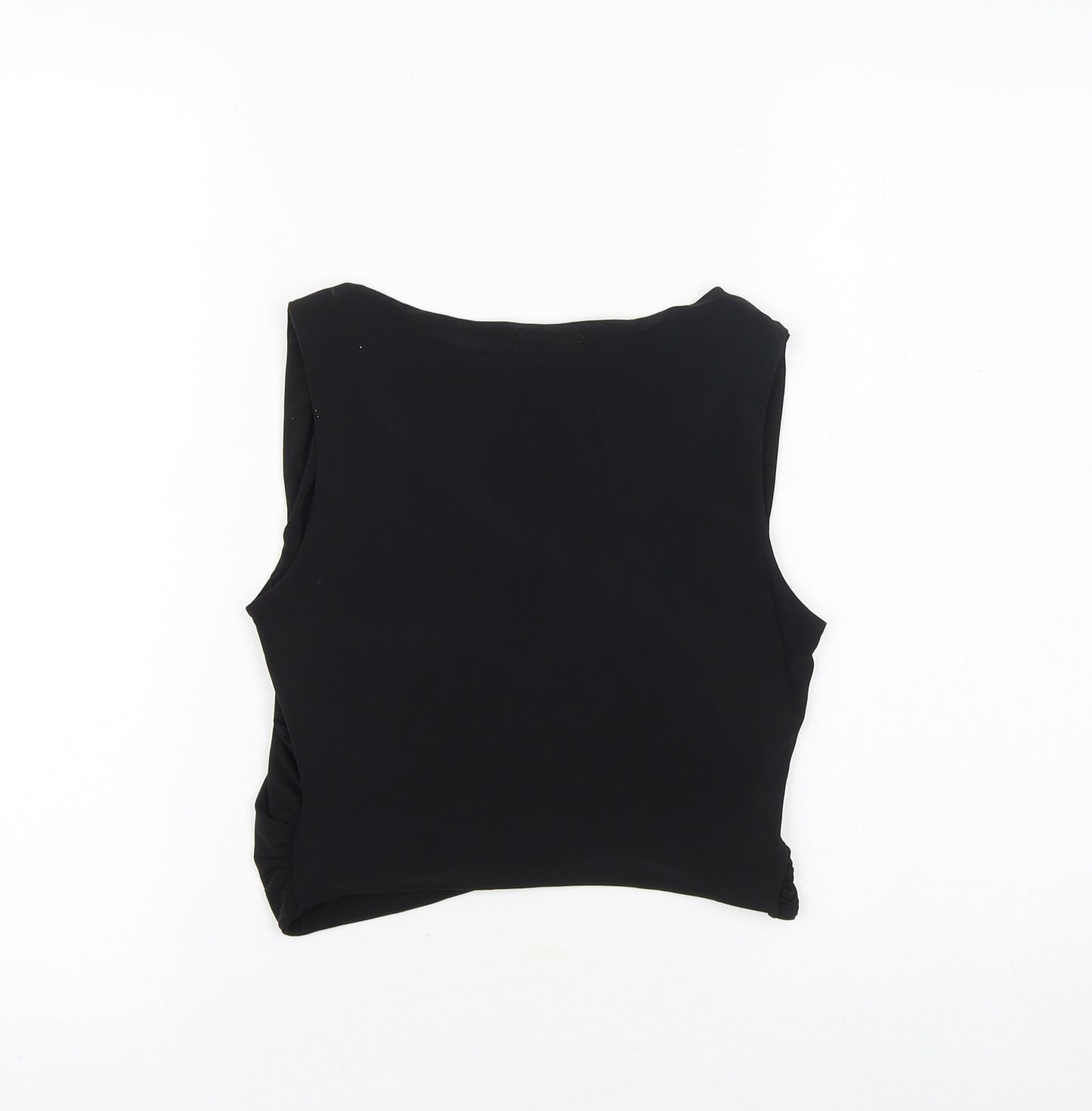 PRETTYLITTLETHING Womens Black Polyester Basic Tank Size 8 V-Neck