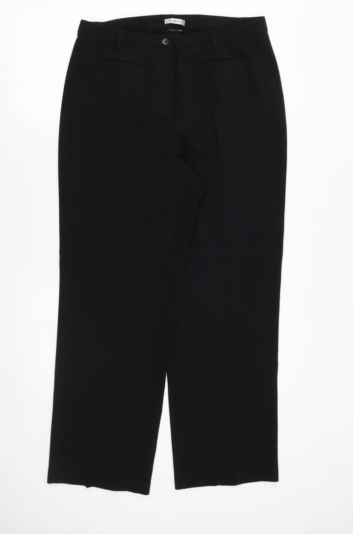 Damart Womens Black Polyester Trousers Size 32 in Regular Button
