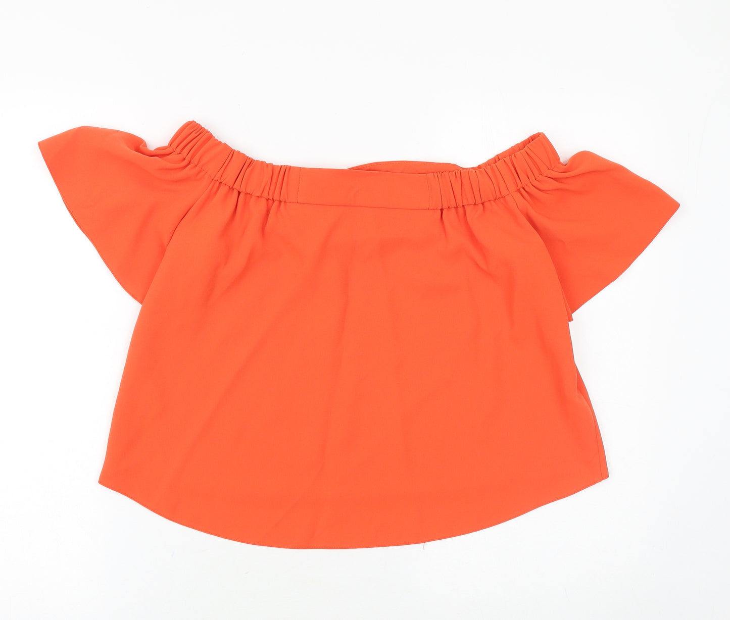 Topshop Womens Orange Polyester Basic Blouse Size 8 Off the Shoulder