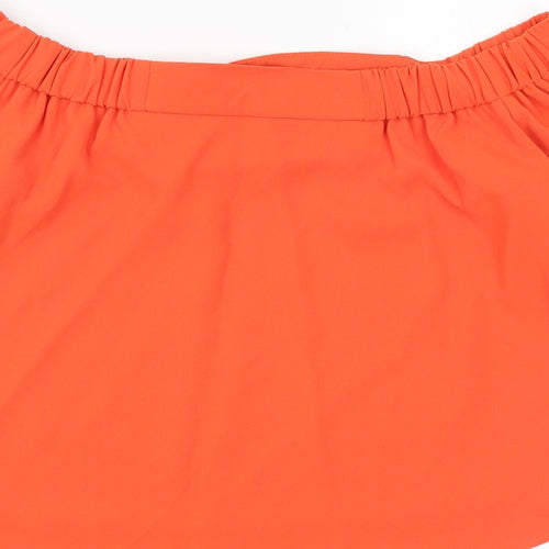 Topshop Womens Orange Polyester Basic Blouse Size 8 Off the Shoulder