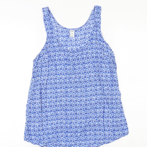 Old Navy Womens Blue Geometric Viscose Basic Tank Size S Round Neck