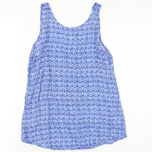 Old Navy Womens Blue Geometric Viscose Basic Tank Size S Round Neck