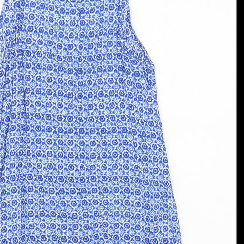 Old Navy Womens Blue Geometric Viscose Basic Tank Size S Round Neck