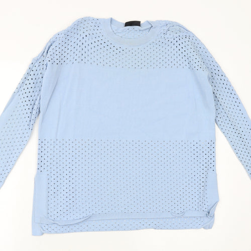 Topshop Womens Blue Round Neck Viscose Pullover Jumper Size 8