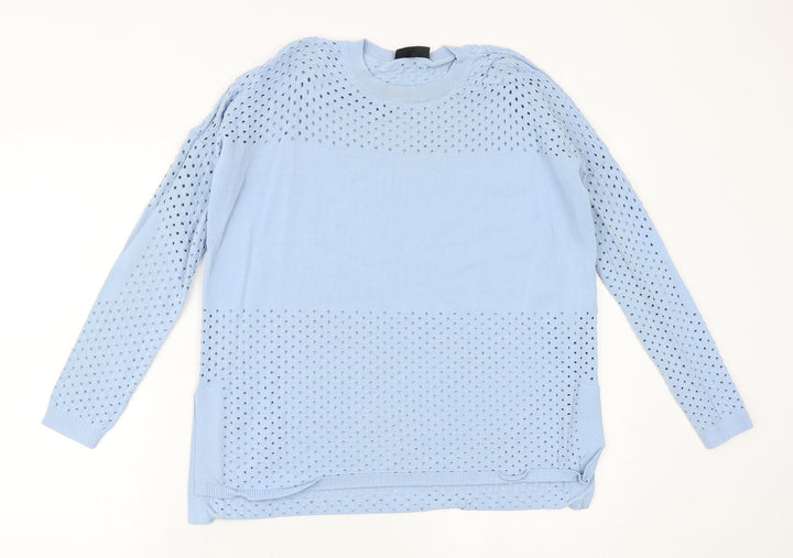 Topshop Womens Blue Round Neck Viscose Pullover Jumper Size 8
