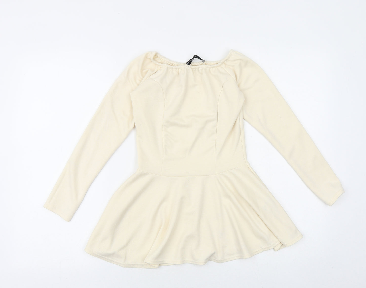 Rochelle Humes Womens Ivory Viscose Basic Blouse Size 8 Round Neck