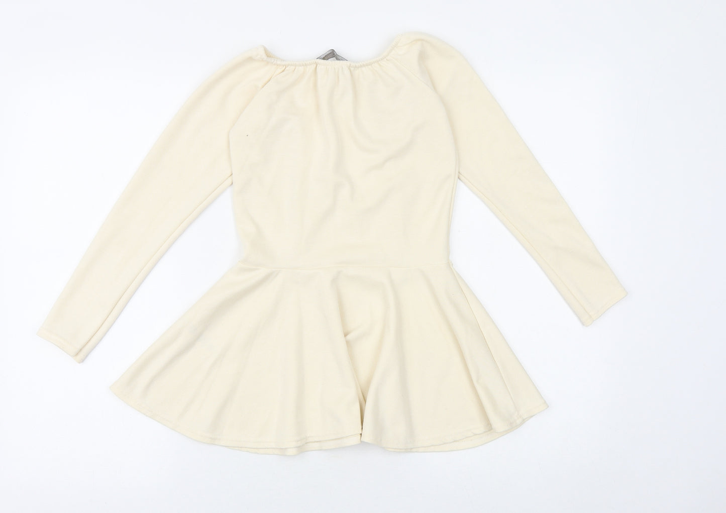 Rochelle Humes Womens Ivory Viscose Basic Blouse Size 8 Round Neck