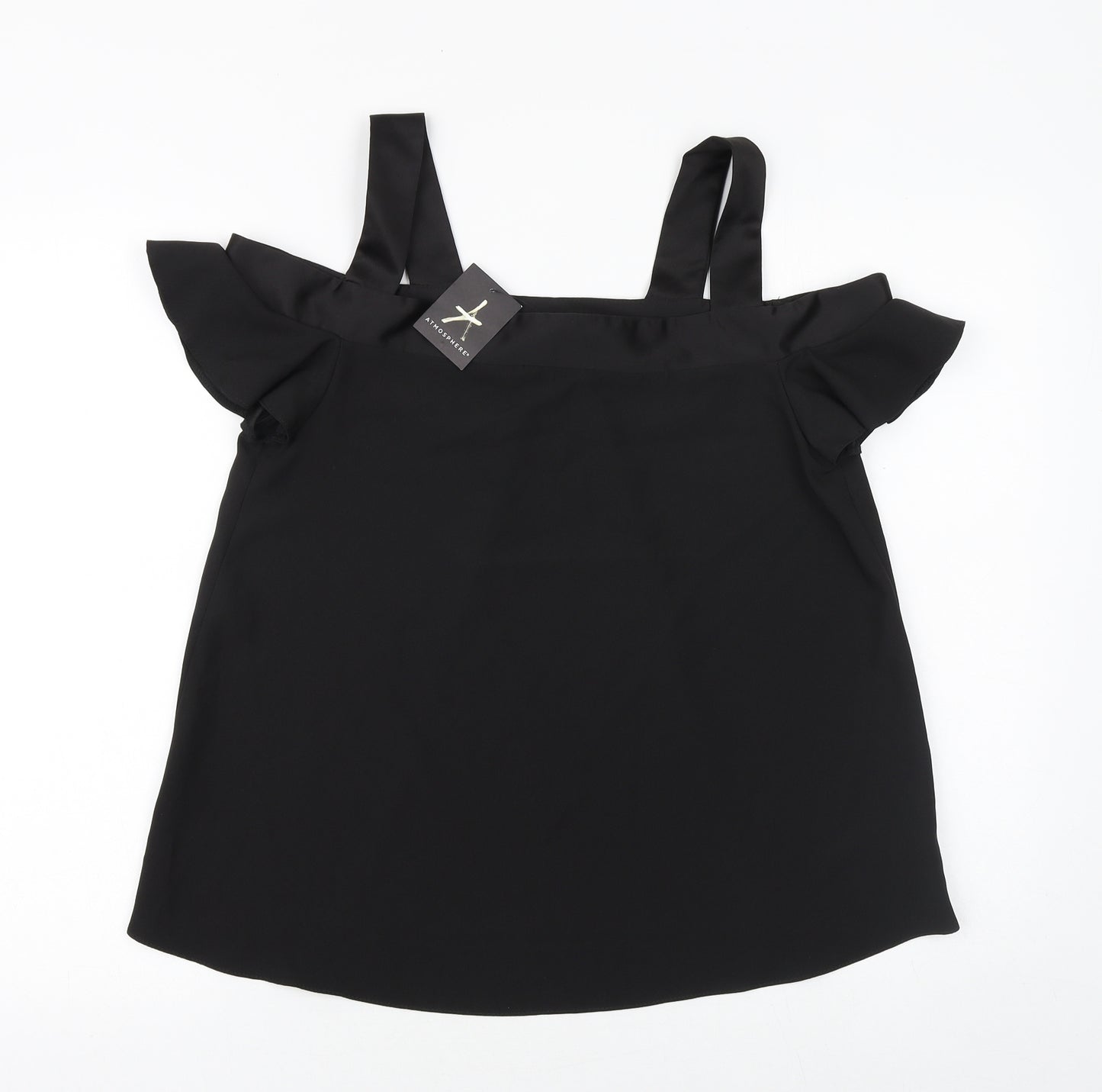 Primark Womens Black Polyester Basic Blouse Size 10 Square Neck