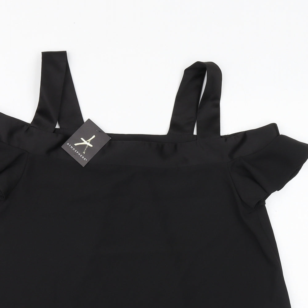Primark Womens Black Polyester Basic Blouse Size 10 Square Neck