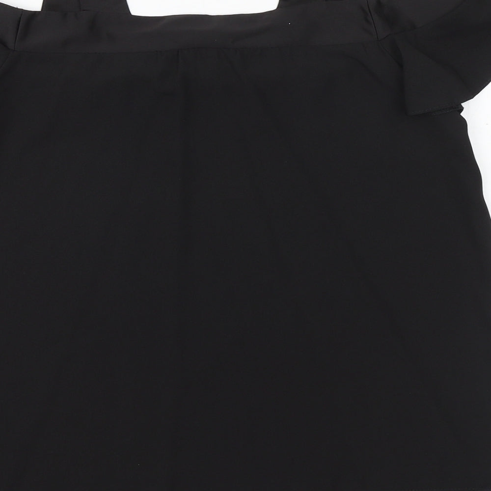 Primark Womens Black Polyester Basic Blouse Size 10 Square Neck
