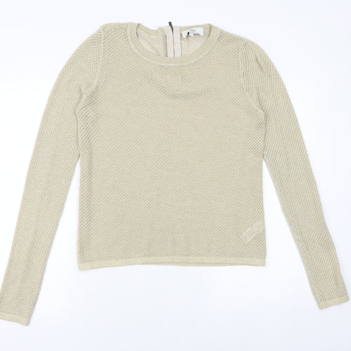 NEXT Womens Gold Round Neck Cotton Pullover Jumper Size 8