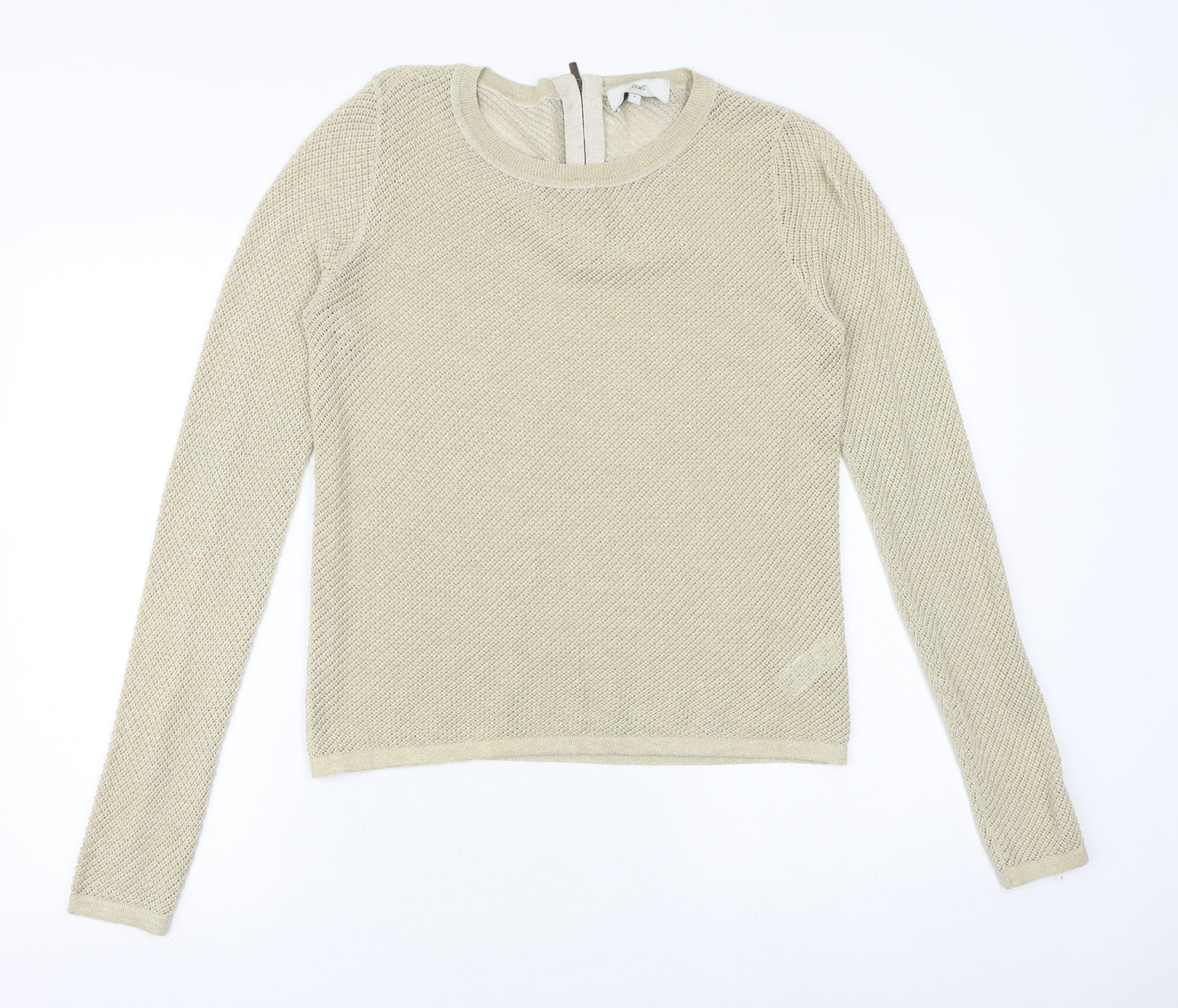 NEXT Womens Gold Round Neck Cotton Pullover Jumper Size 8