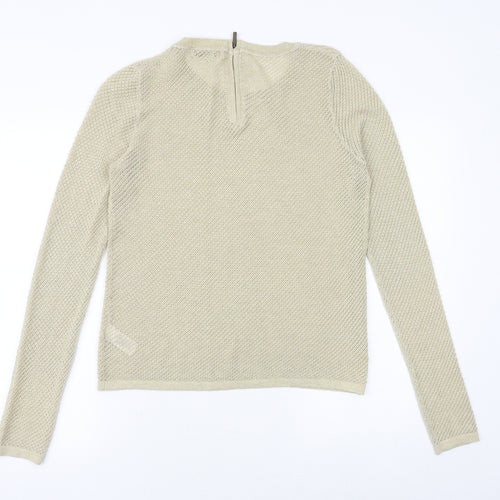NEXT Womens Gold Round Neck Cotton Pullover Jumper Size 8