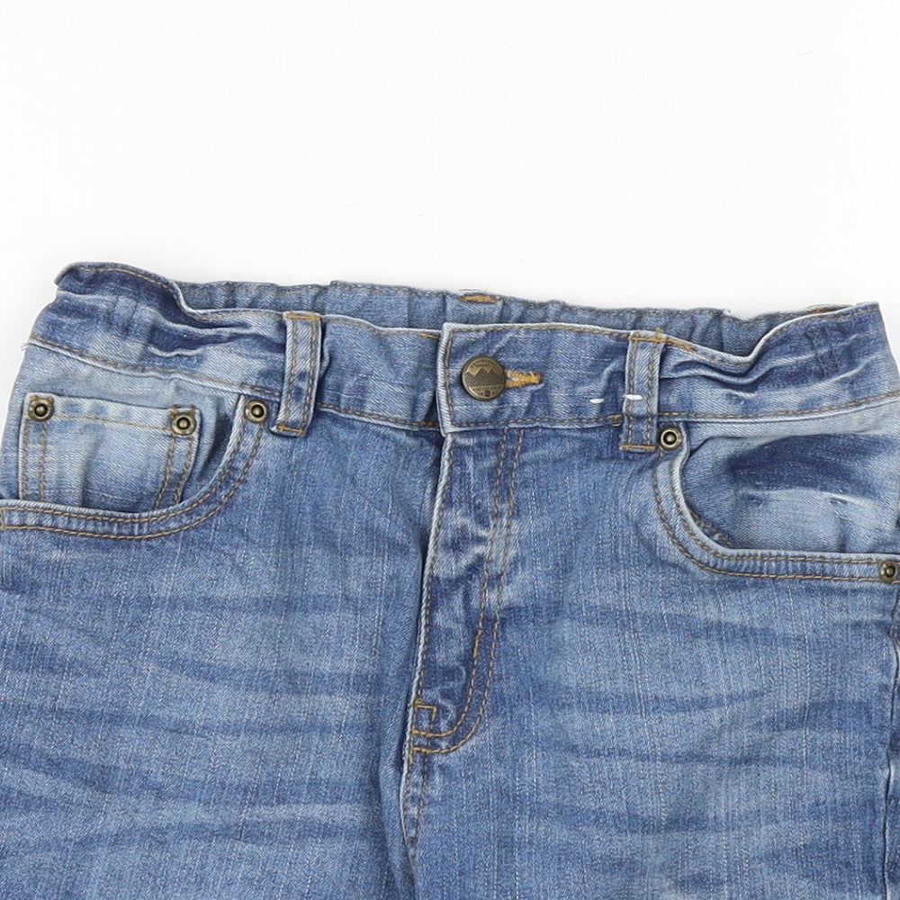 TU Boys Blue Cotton Bermuda Shorts Size 10 Years Regular Zip - Distressed