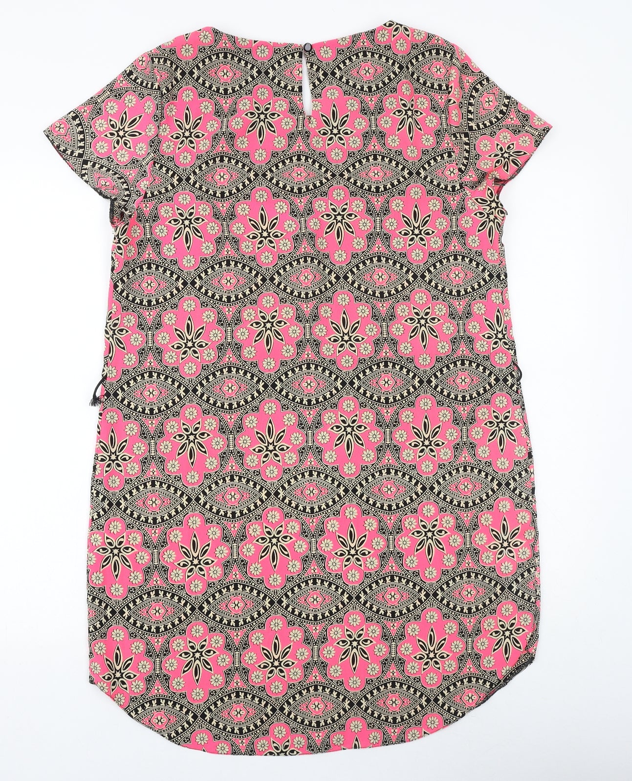 New Look Womens Multicoloured Geometric Polyester T-Shirt Dress Size 12 Boat Neck Button