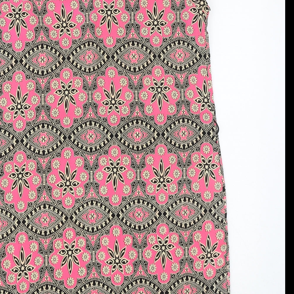 New Look Womens Multicoloured Geometric Polyester T-Shirt Dress Size 12 Boat Neck Button